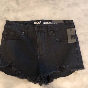 Black high rise cut off jean shorts
